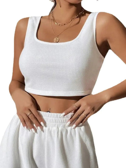 Full Size Wide Strap Tank and Shorts Set Plus Size.