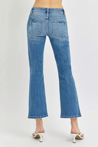 RISEN Full Size Low Rise Crop Flare Jeans Plus Size - Premium Women / Jeans & Denim from Trendsi - Just $64.99! Shop now at Handbags Specialist Headquarter