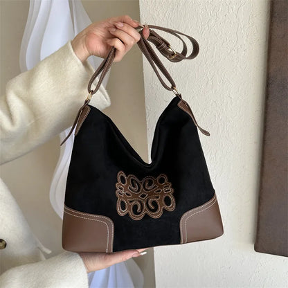 Suede Patch Adjustable Strap Tote Bag - Premium Tote Bag from Trendsi - Just $39.99! Shop now at Handbags Specialist Headquarter