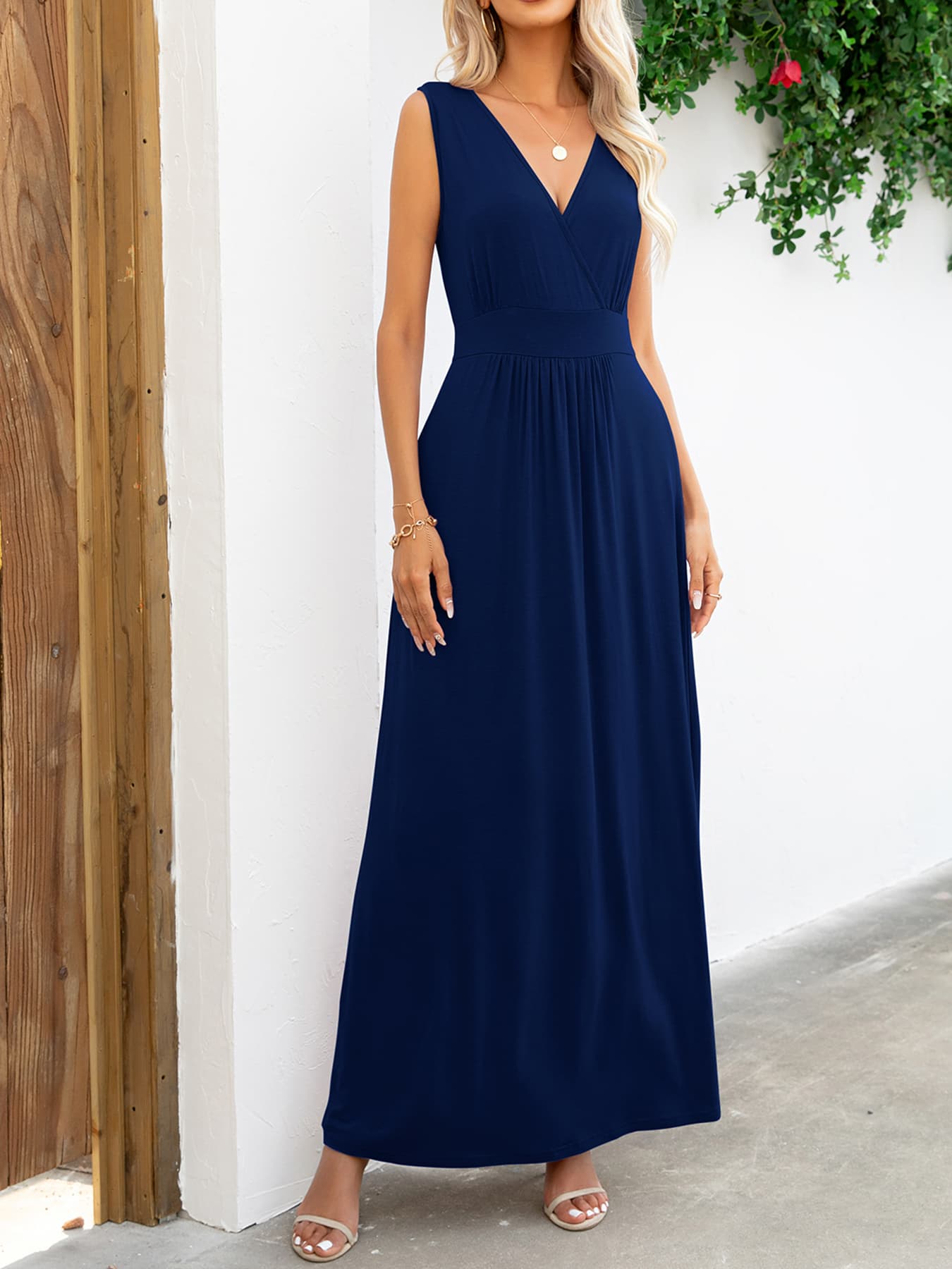 Surplice Neck Sleeveless Maxi Dress - Premium Maxi Dress from Trendsi - Just $38.99! Shop now at Handbags Specialist Headquarter