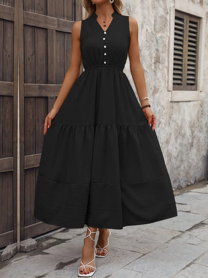 Notched Sleeveless Maxi Tank Dress - Premium Maxi Dress from Trendsi - Just $30.99! Shop now at Handbags Specialist Headquarter