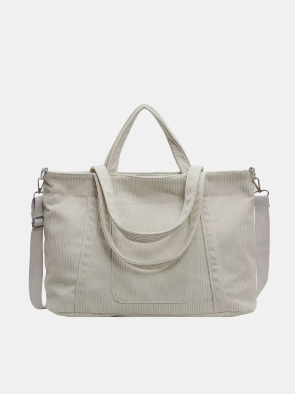 Corduroy Solid Large Tote Bag - Premium Tote Bag from Trendsi - Just $39.99! Shop now at Handbags Specialist Headquarter