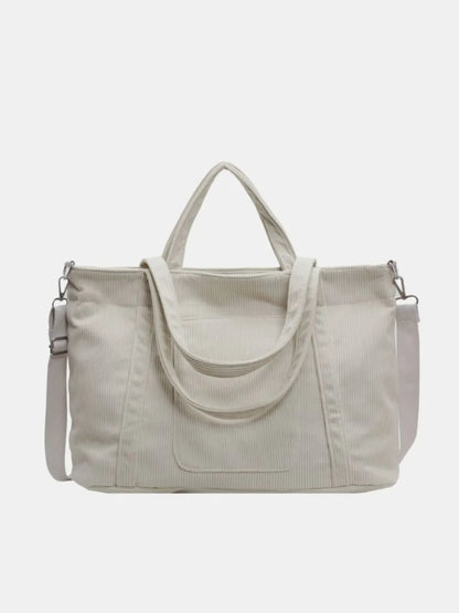 Corduroy Solid Large Tote Bag - Premium Tote Bag from Trendsi - Just $39.99! Shop now at Handbags Specialist Headquarter