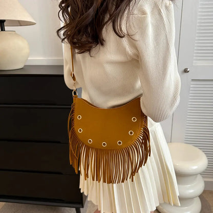 Fringe Detail Crossbody Bag - Premium Handbags from Trendsi - Just $19.99! Shop now at Handbags Specialist Headquarter