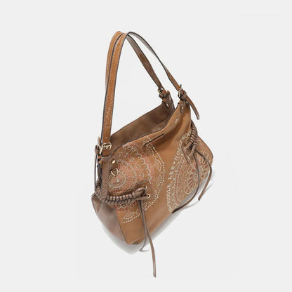 Nicole Lee USA Side Braided Tassel Inlaid Rhinestone Embroidery Hobo Bag - Premium Tote Bag from Trendsi - Just $70.99! Shop now at Handbags Specialist Headquarter