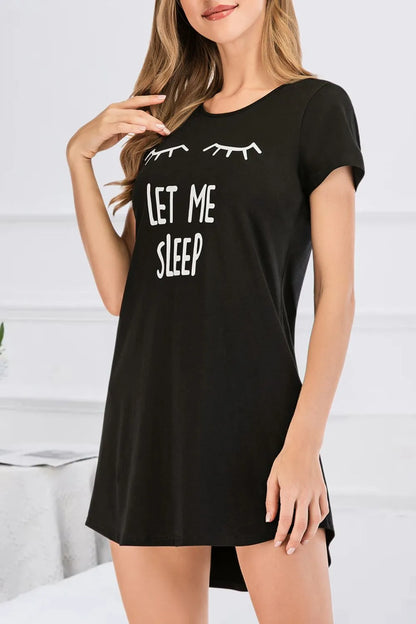 Graphic Round Neck Short Sleeve Lounge Dress - Premium Sleepwear from Trendsi - Just $24! Shop now at Handbags Specialist Headquarter