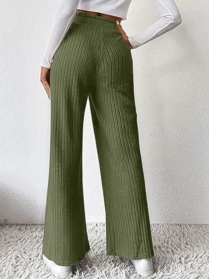 Ribbed High Waist Pants - Premium Women Pants from Trendsi - Just $29.99! Shop now at Handbags Specialist Headquarter