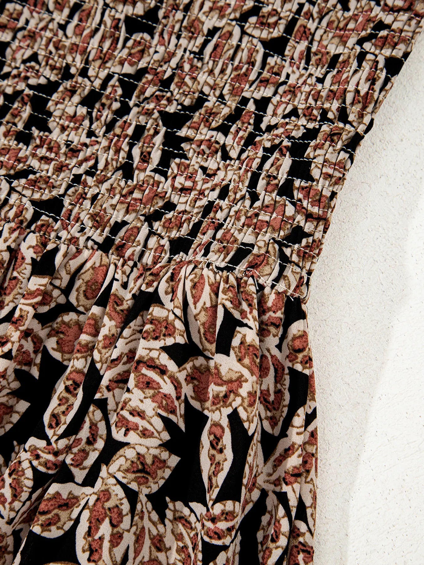 Printed Smocked Bodice Maxi Dress - Premium Maxi Dress from Trendsi - Just $57.99! Shop now at Handbags Specialist Headquarter