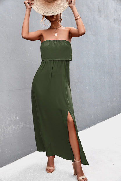 Strapless Split Maxi Dress - Premium Maxi Dress from Trendsi - Just $31.99! Shop now at Handbags Specialist Headquarter
