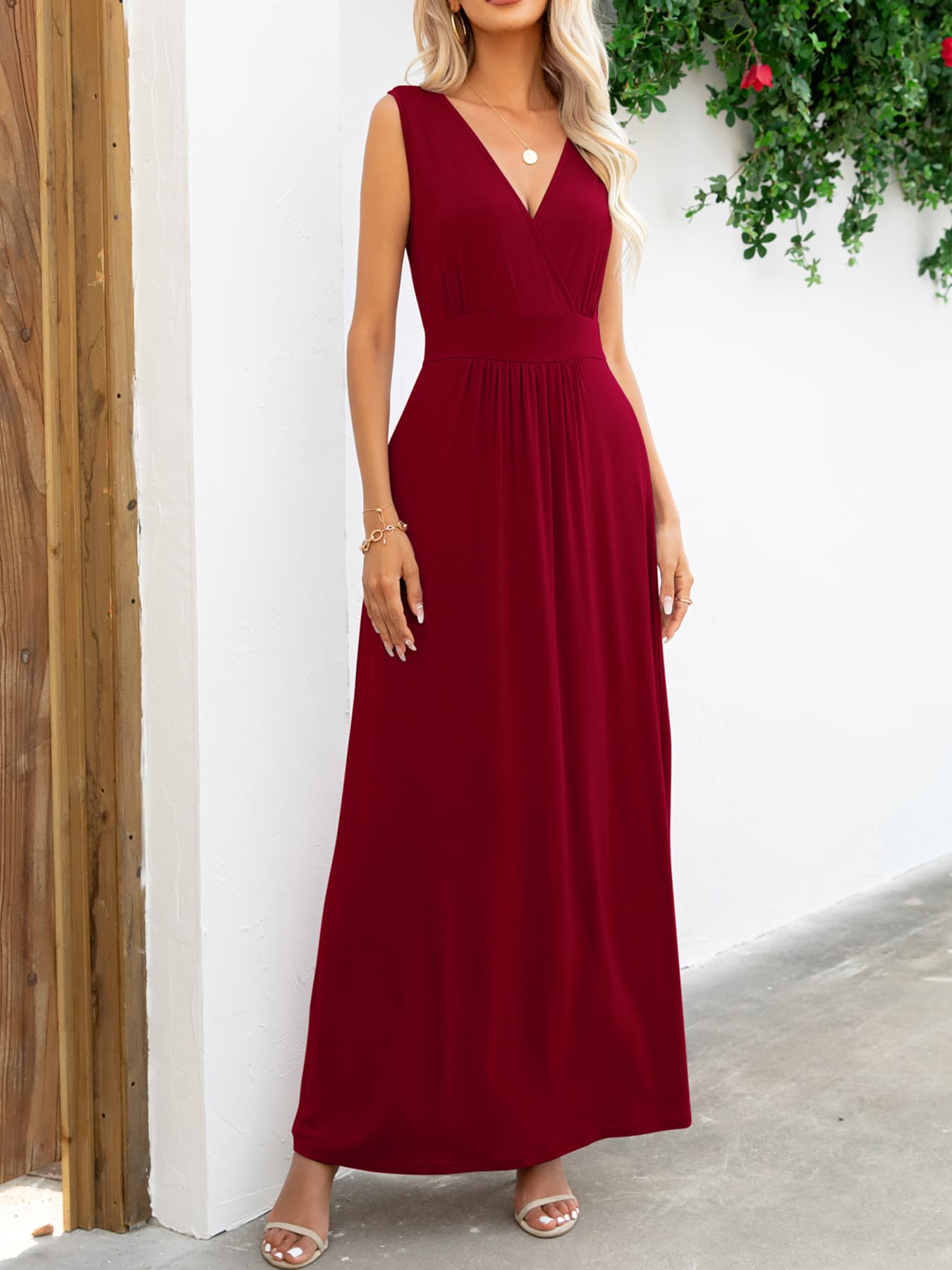 Surplice Neck Sleeveless Maxi Dress - Premium Maxi Dress from Trendsi - Just $38.99! Shop now at Handbags Specialist Headquarter