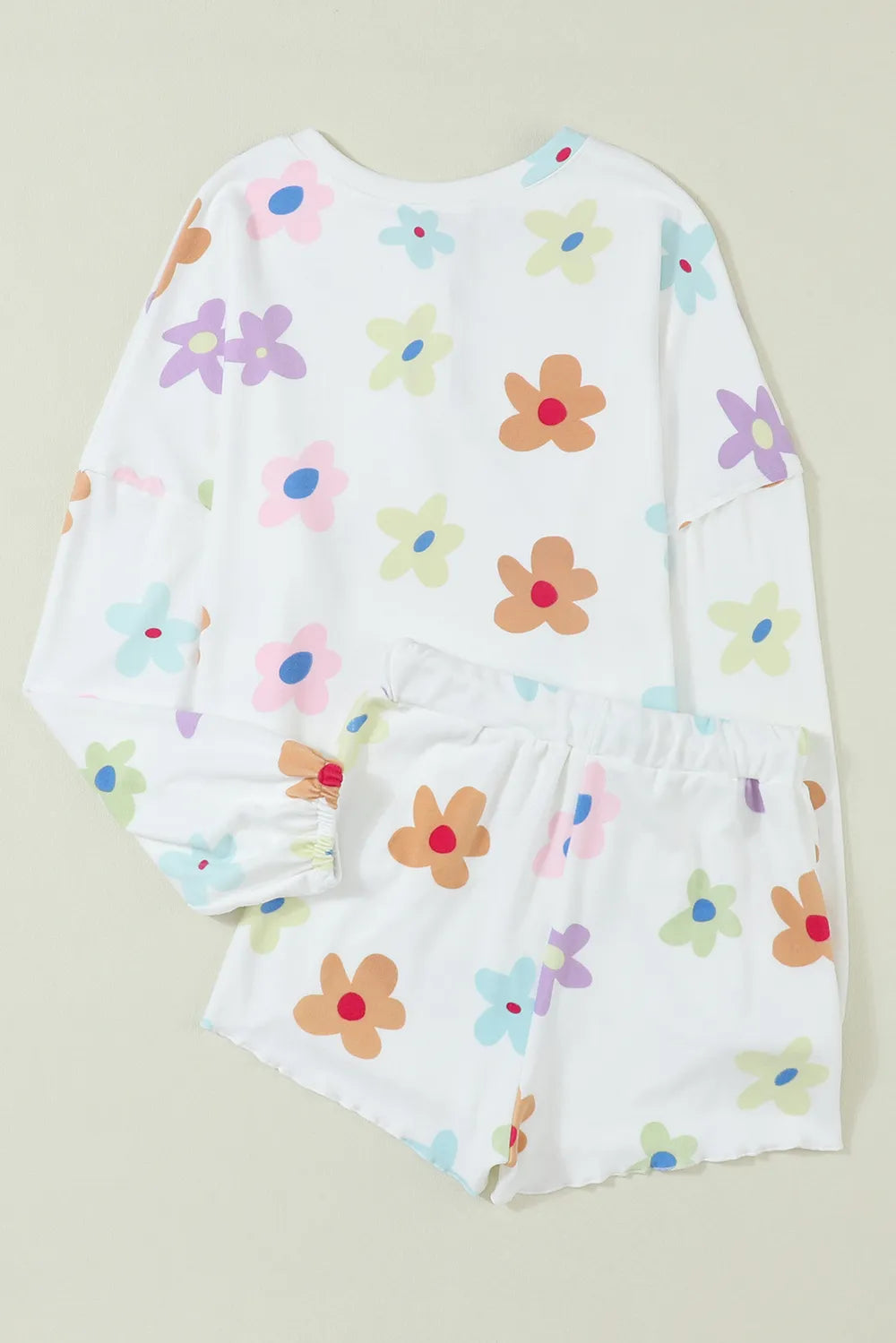 Printed Quarter Button Top and Drawstring Shorts Lounge Set - Premium Sleepwear from Trendsi - Just $43! Shop now at Handbags Specialist Headquarter