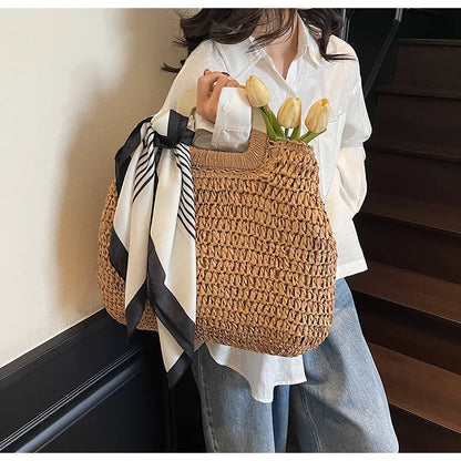 Straw Woven Handbag - Premium handbags from Trendsi - Just $43.99! Shop now at Handbags Specialist Headquarter