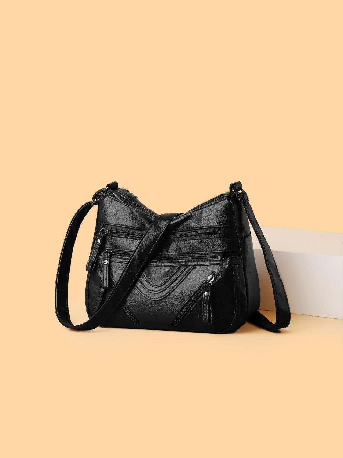 PU Multi-Compartment Crossbody Bag.
