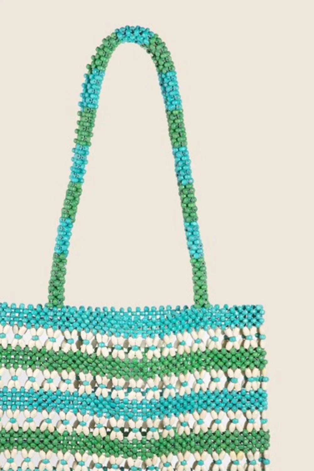 Fame Contrast Wooden Beaded Tote Bag - Premium Tote Bag from Trendsi - Just $38.99! Shop now at Handbags Specialist Headquarter