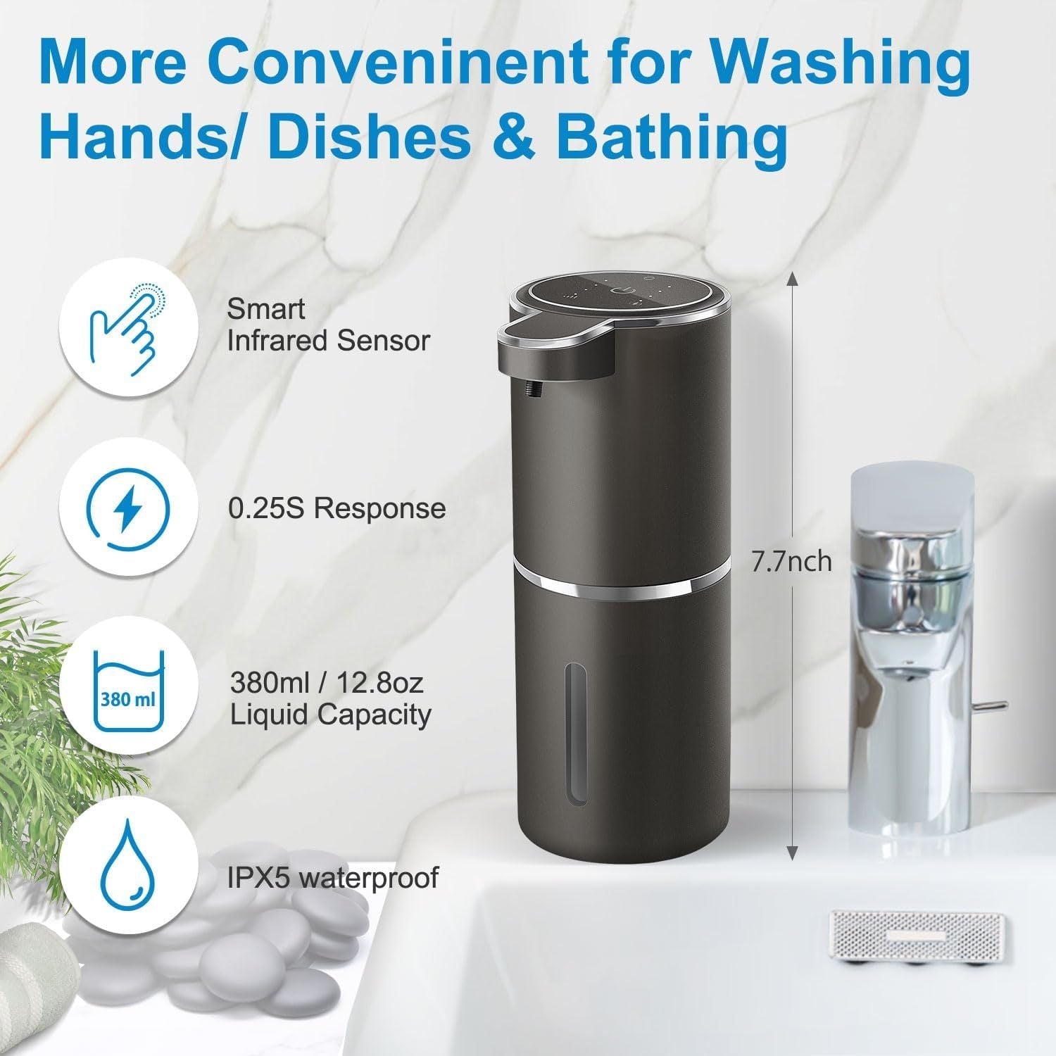 Automatic Soap Dispenser Touchless Foaming Soap Dispenser 380ml USB Rechargeable Electric 4 Level Adjustable Foam Soap Dispenser - Premium  from Big Saves Store - Just $49.99! Shop now at Handbags Specialist Headquarter