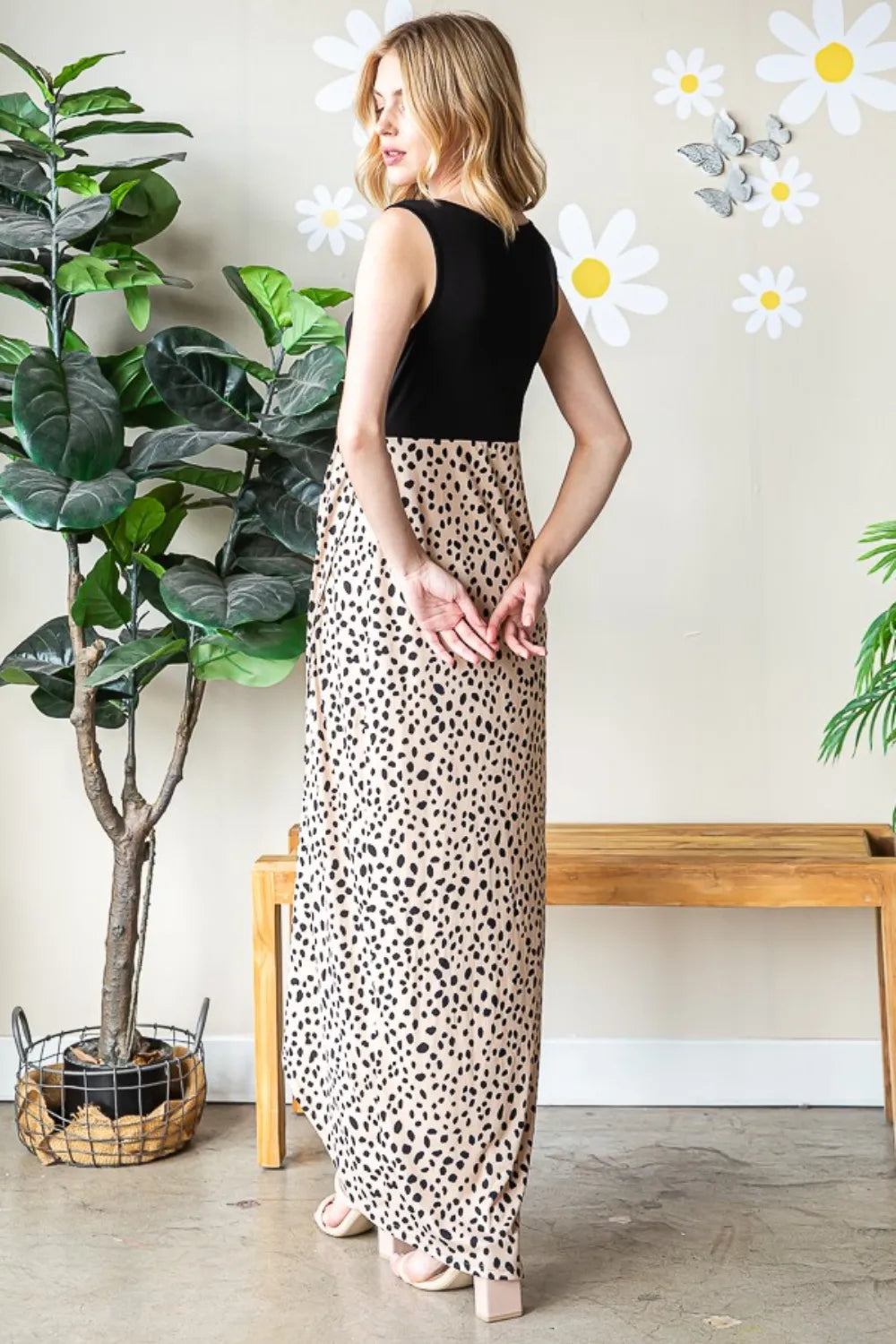 Heimish Full Size Slit Animal Print V-Neck Wide Strap Dress - Premium Dresses from Trendsi - Just $41.99! Shop now at Handbags Specialist Headquarter