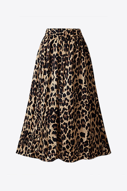 Plus Size Leopard Elastic Waist Midi Skirt - Premium  from Trendsi - Just $34.99! Shop now at Handbags Specialist Headquarter