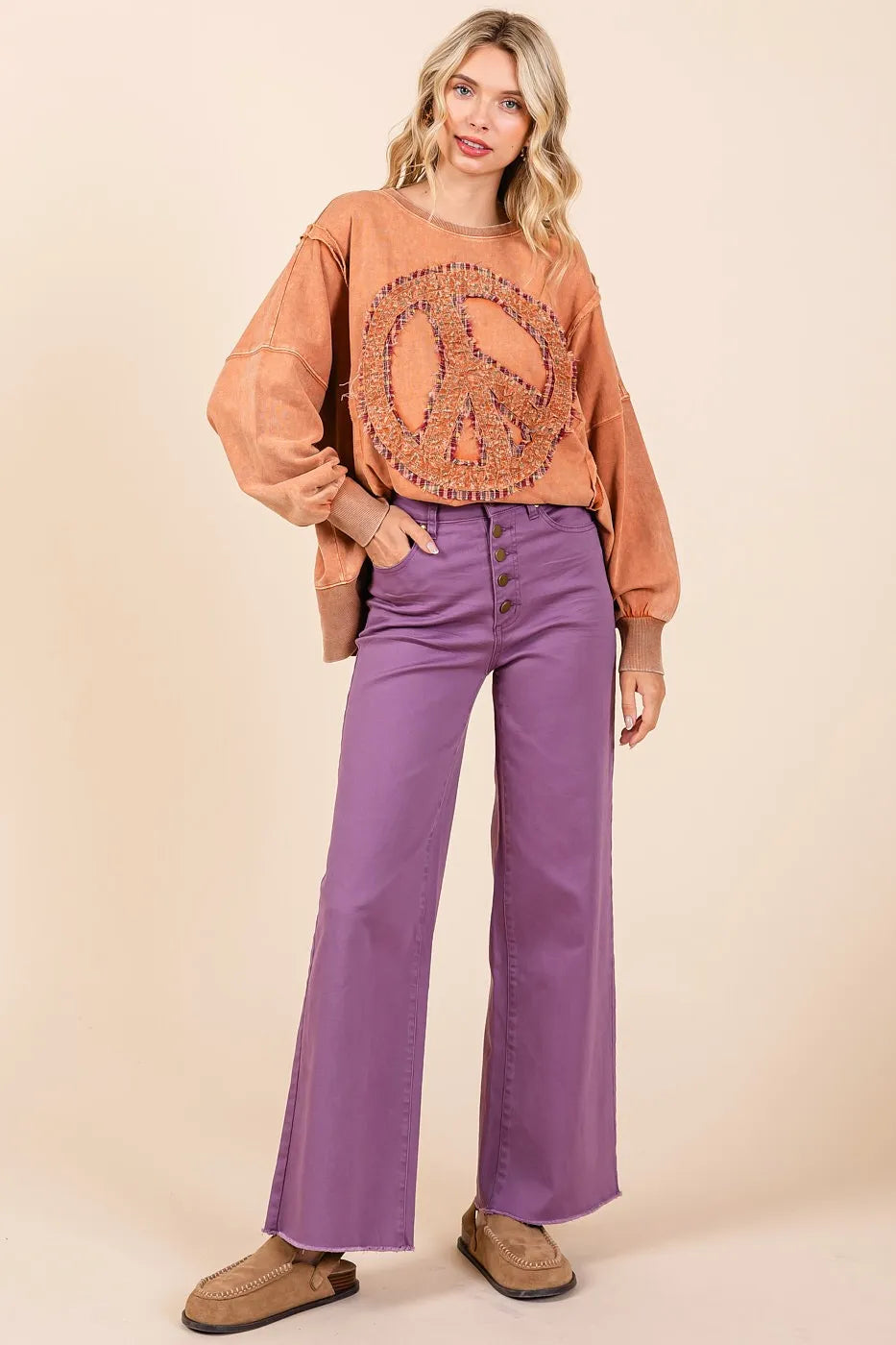 Mittoshop Twill High Waisted Button Fly Wide Leg Pants - Premium Women Pants from Trendsi - Just $56.99! Shop now at Handbags Specialist Headquarter