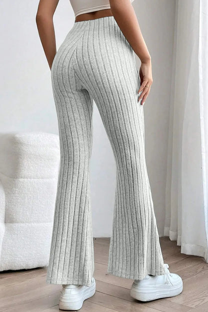 Basic Bae Full Size Ribbed High Waist Flare Pants - Premium Women Pants from Trendsi - Just $10.99! Shop now at Handbags Specialist Headquarter