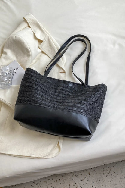 PU Leather Straps Large Tote Bag - Premium Tote Bag from Trendsi - Just $39.99! Shop now at Handbags Specialist Headquarter