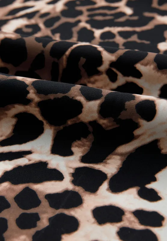 Contrast Trim Leopard Round Neck Top and Pants Lounge Set - Premium Sleepwear from Trendsi - Just $53.99! Shop now at Handbags Specialist Headquarter