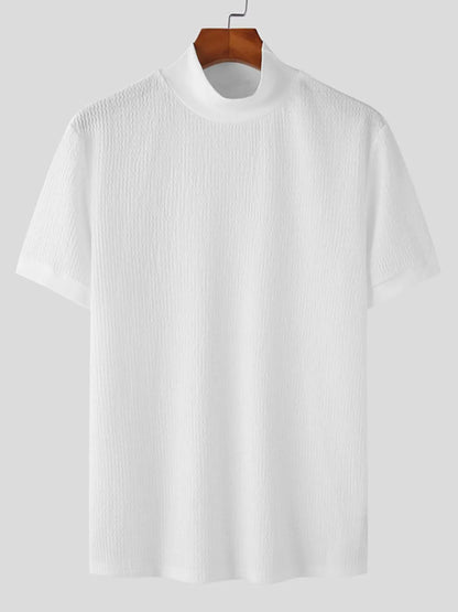 Men's Full Size Mock Neck Short Sleeve T-Shirt Plus Size - Premium Men's Shirts from Trendsi - Just $29.54! Shop now at Handbags Specialist Headquarter
