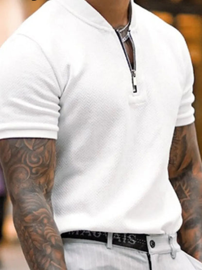 Men's Full Size Baseball Collar Solid Polo Plus Size - Premium Men's Shirts from Trendsi - Just $34.86! Shop now at Handbags Specialist Headquarter