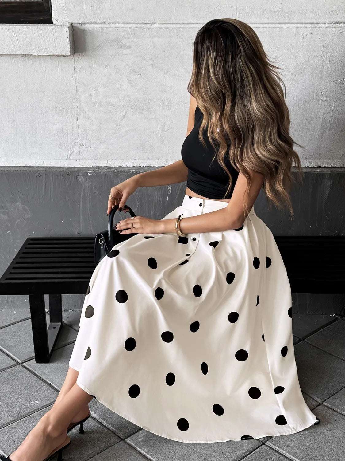 Polka Dot Skirt - Premium Skirts from Trendsi - Just $33.99! Shop now at Handbags Specialist Headquarter