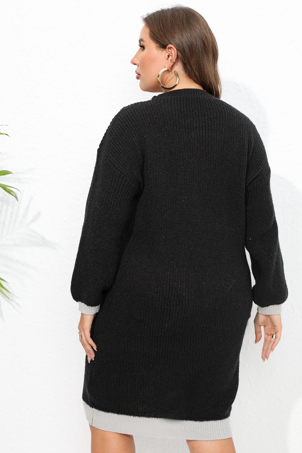Plus Size Long Sleeve Sweater Dress - Premium Dresses from Trendsi - Just $44.99! Shop now at Handbags Specialist Headquarter