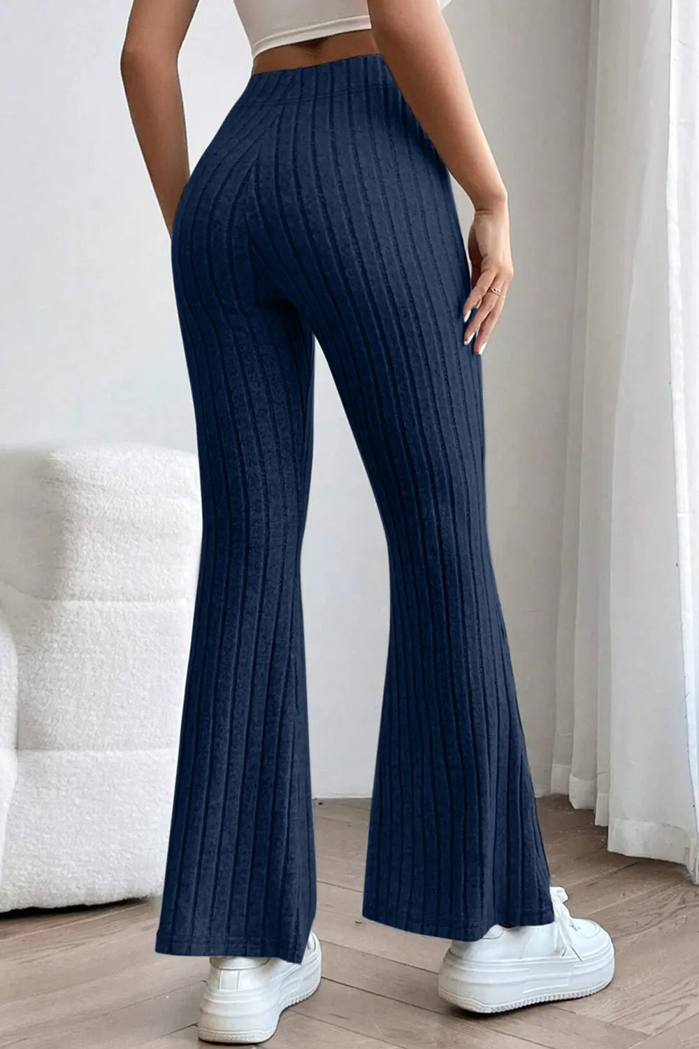Basic Bae Full Size Ribbed High Waist Flare Pants - Premium Women Pants from Trendsi - Just $10.99! Shop now at Handbags Specialist Headquarter