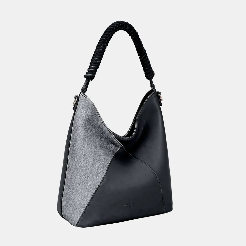 David Jones Woven Handle PU Leather Handbag - Premium Tote Bag from Trendsi - Just $42.99! Shop now at Handbags Specialist Headquarter