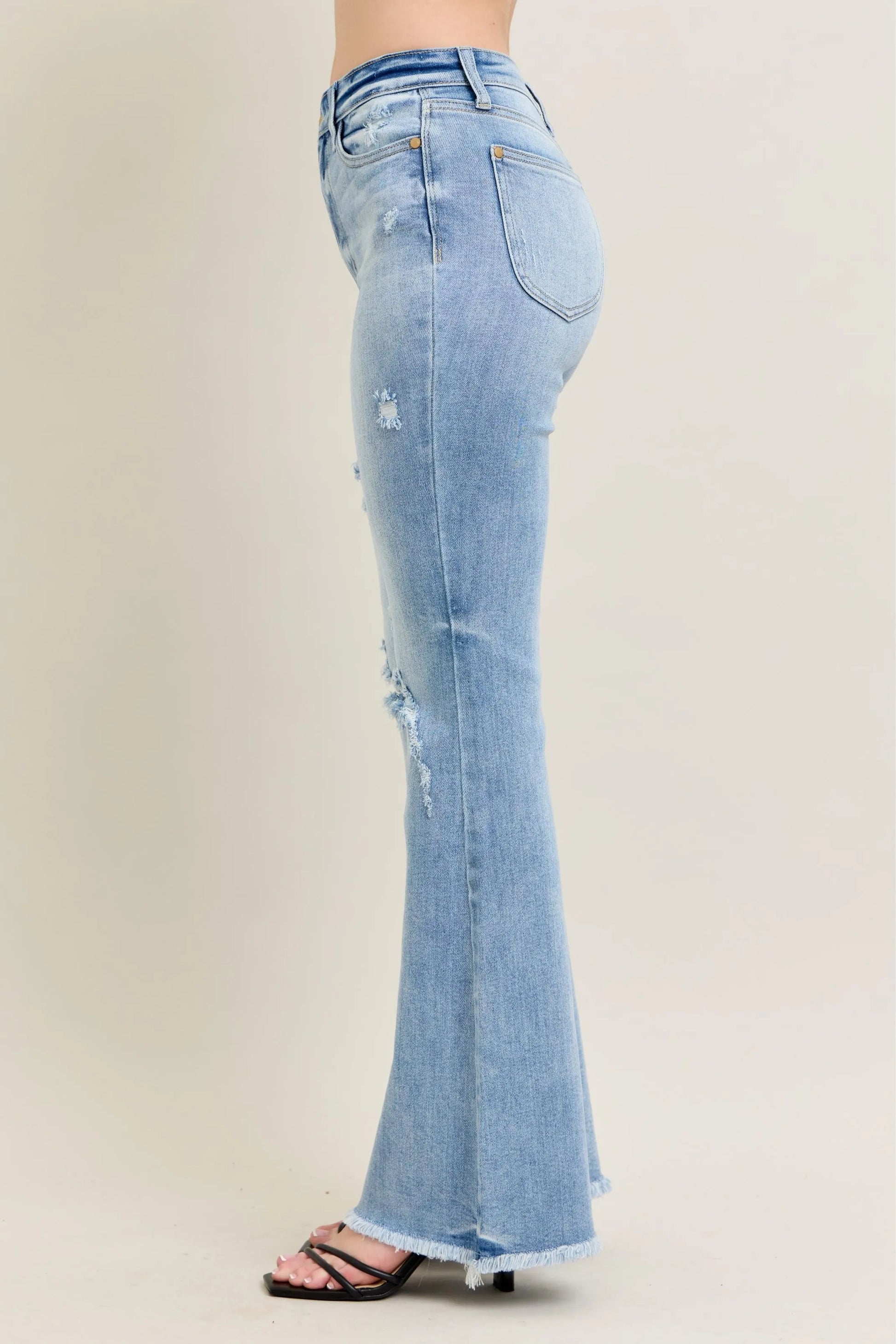 Judy Blue Full Size Hw Flare Jeans W/ Shield Pockets Plus Size - Premium Women / Jeans & Denim from Trendsi - Just $68.99! Shop now at Handbags Specialist Headquarter