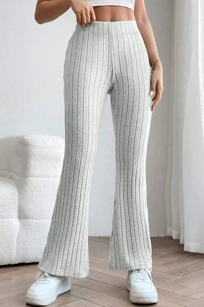 Basic Bae Full Size Ribbed High Waist Flare Pants - Premium Women Pants from Trendsi - Just $10.99! Shop now at Handbags Specialist Headquarter