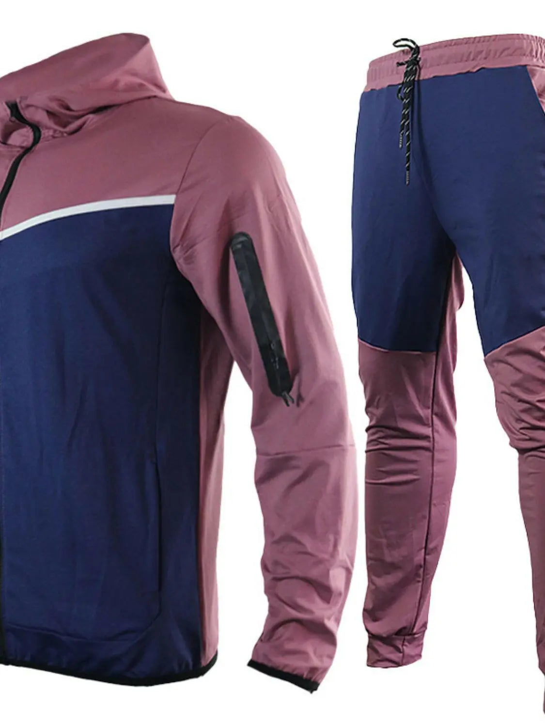 Men's Full Size Zip Up Top and Pants Set Plus Size.