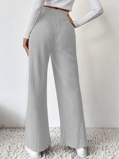 Ribbed High Waist Pants - Premium Women Pants from Trendsi - Just $29.99! Shop now at Handbags Specialist Headquarter