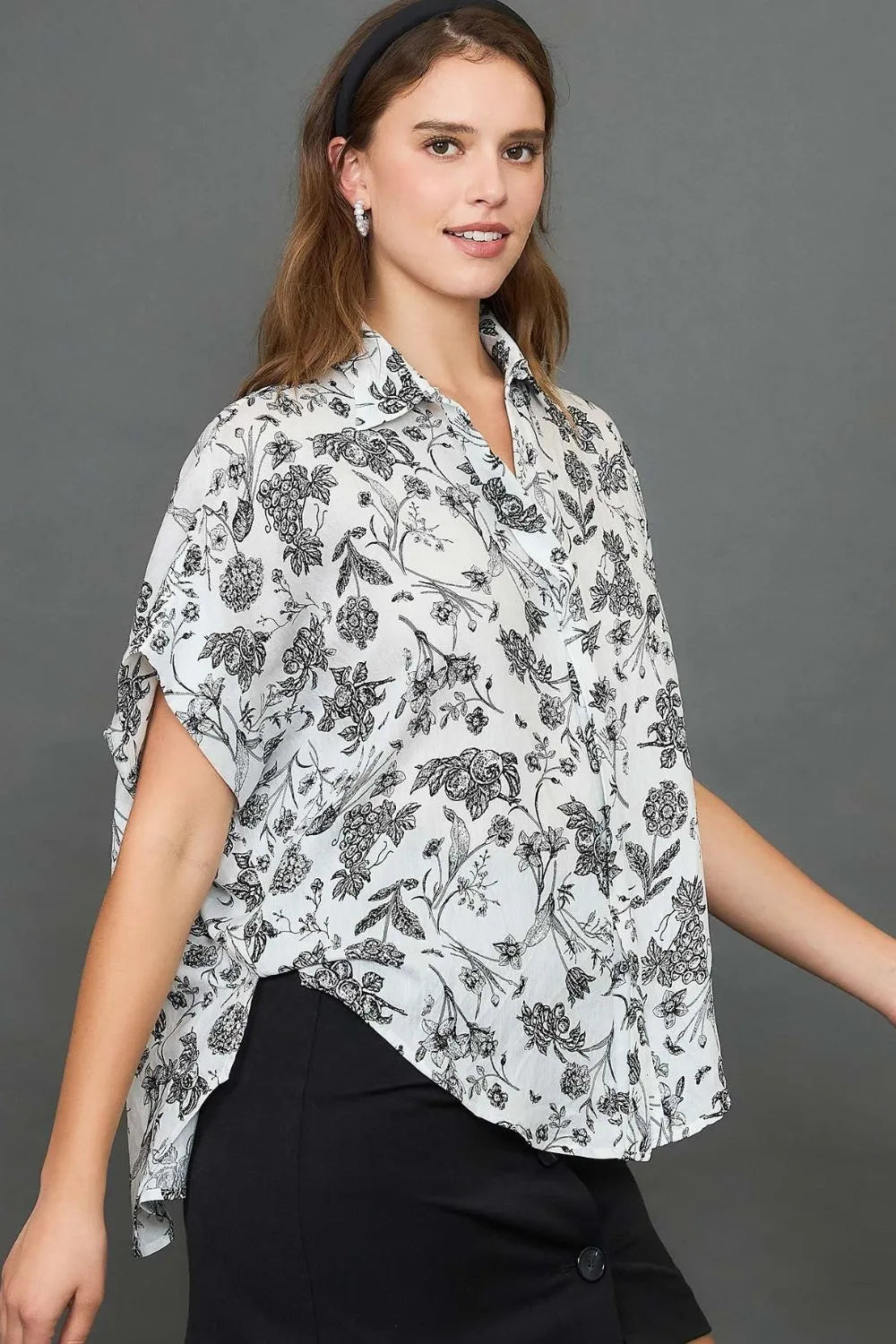 Umgee Full Size Two Tone Floral Print Top Plus Size - Premium Dresses from Trendsi - Just $48.99! Shop now at Handbags Specialist Headquarter