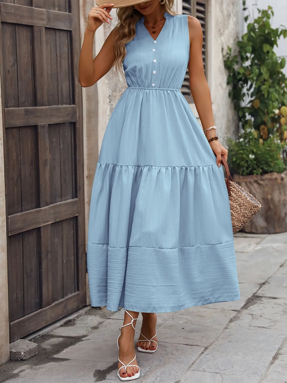 Notched Sleeveless Maxi Tank Dress - Premium Maxi Dress from Trendsi - Just $30.99! Shop now at Handbags Specialist Headquarter