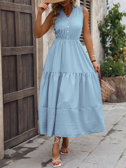 Notched Sleeveless Maxi Tank Dress - Premium Maxi Dress from Trendsi - Just $30.99! Shop now at Handbags Specialist Headquarter