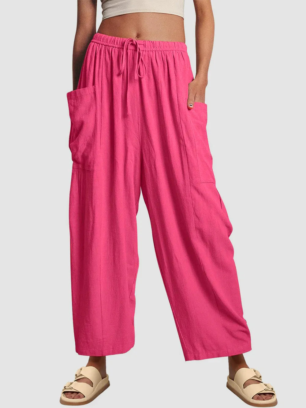 Full Size Wide Leg Pants with Pockets - Premium Women Pants from Trendsi - Just $42.99! Shop now at Handbags Specialist Headquarter