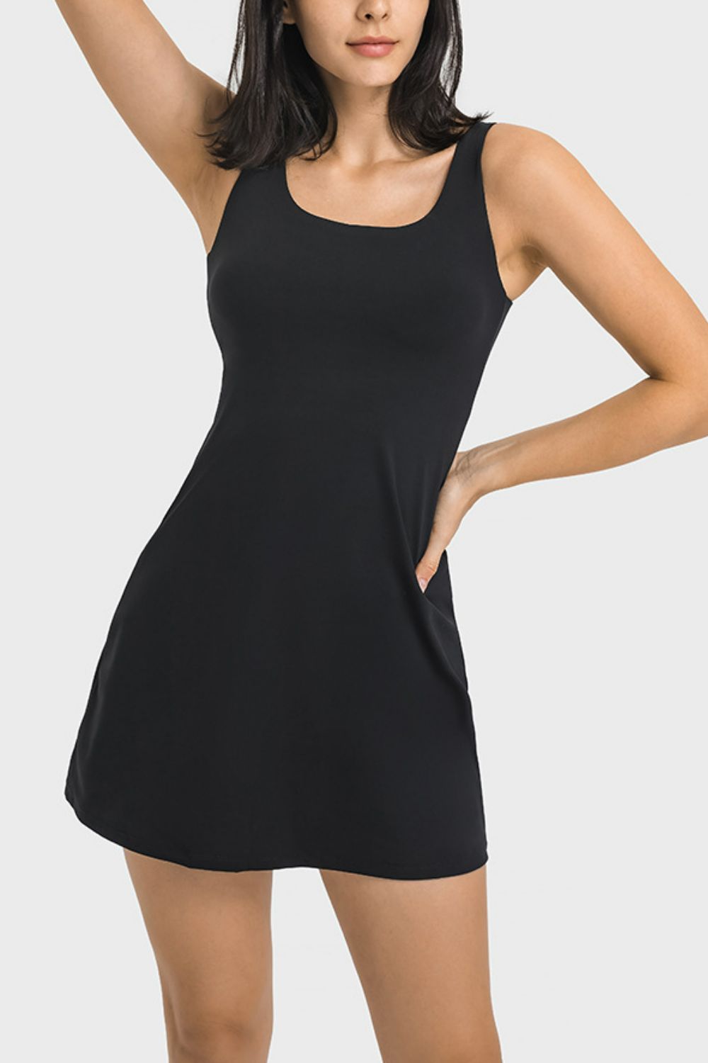Millennia Square Neck Sports Tank Dress with Full Coverage Bottoms - Premium  from Trendsi - Just $44.99! Shop now at Handbags Specialist Headquarter