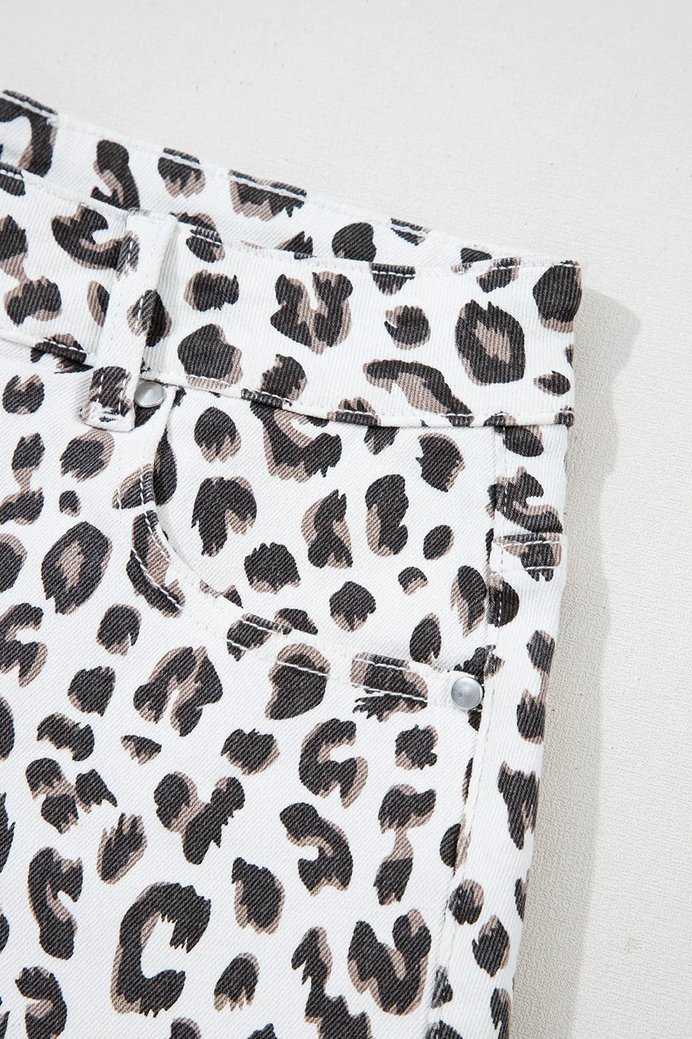 Leopard Frayed Hem Denim Shorts - Premium Women / Jeans & Denim from Trendsi - Just $33! Shop now at Handbags Specialist Headquarter