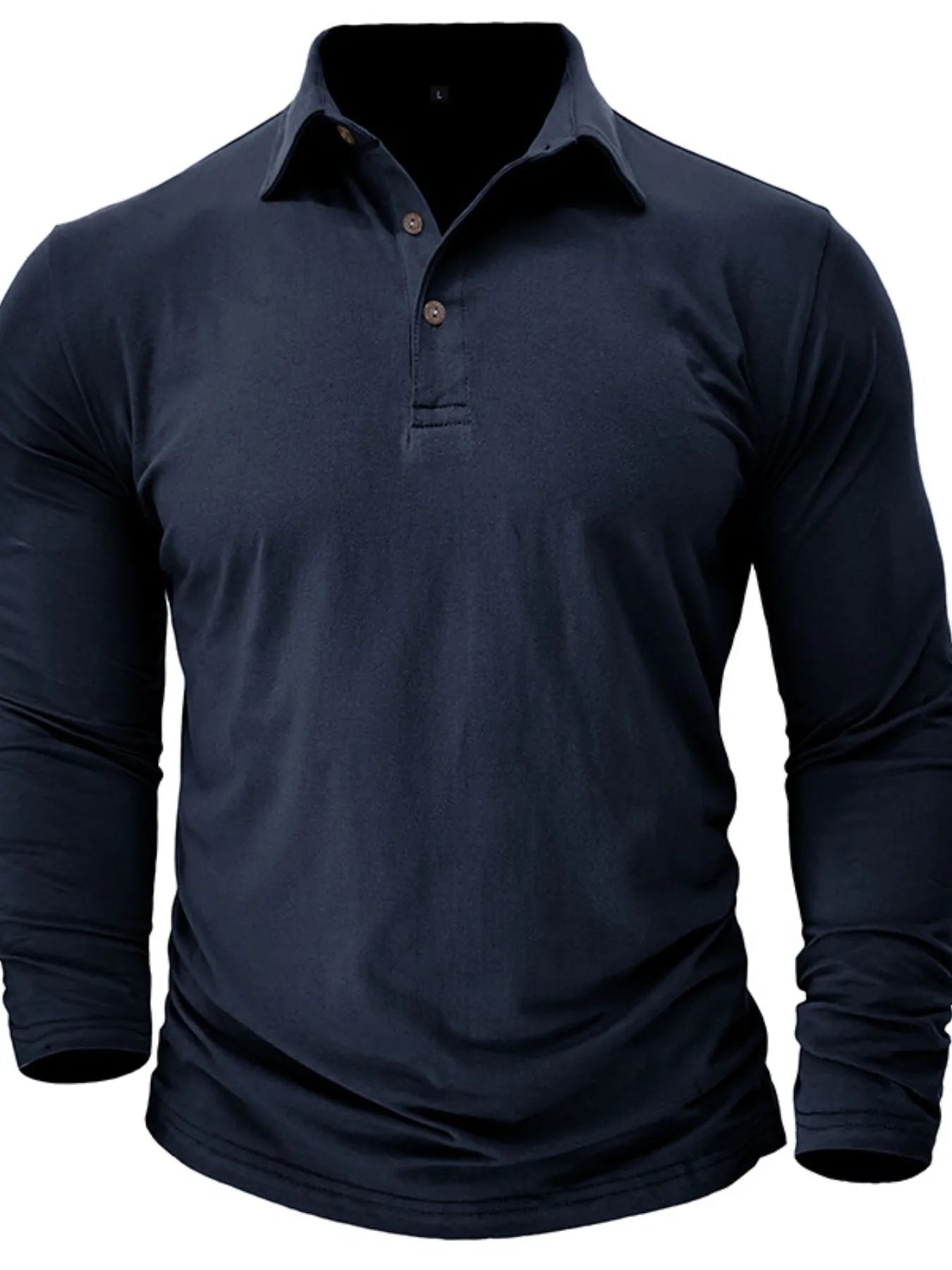 Men's Collared Neck Long Sleeve Polo - Premium Men's Polo shirt from Trendsi - Just $43.99! Shop now at Handbags Specialist Headquarter