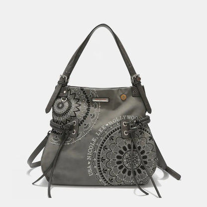 Nicole Lee USA Side Braided Tassel Inlaid Rhinestone Embroidery Hobo Bag - Premium Tote Bag from Trendsi - Just $70.99! Shop now at Handbags Specialist Headquarter