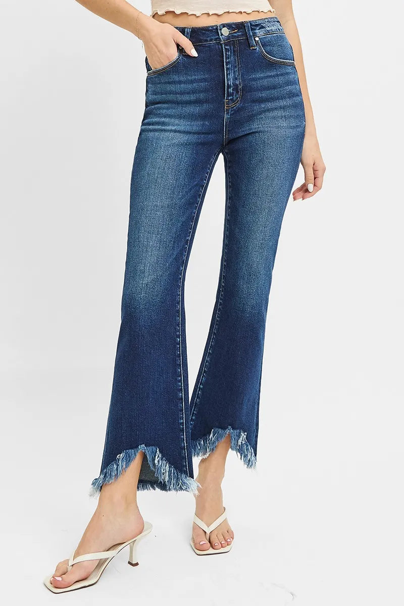 RISEN Full Size High Rise Crop Bootcut Fray Hem Jeans Plus Size - Premium Women / Jeans & Denim from Trendsi - Just $57.99! Shop now at Handbags Specialist Headquarter