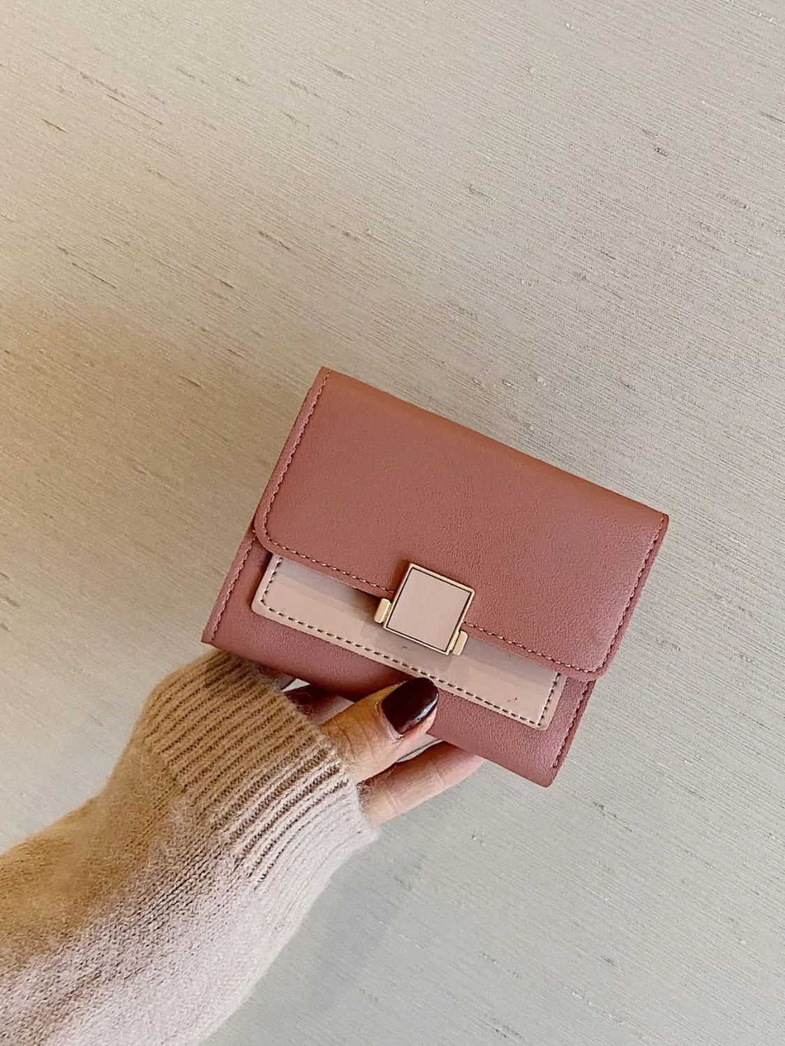 Contrast PU Leather Wallet - Premium Wallet from Trendsi - Just $19.99! Shop now at Handbags Specialist Headquarter