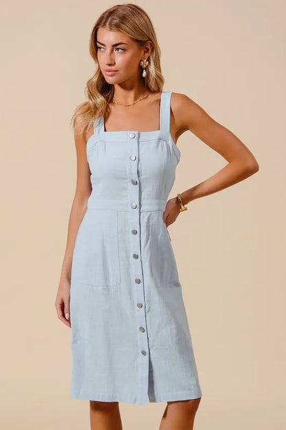 SO ME Button Down Pocket Front Pinafore Dress - Premium Women / Jeans & Denim from Trendsi - Just $52.06! Shop now at Handbags Specialist Headquarter
