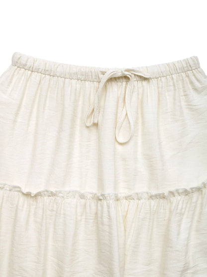 Drawstring Frill Tiered Skirt - Premium Skirts from Trendsi - Just $35.99! Shop now at Handbags Specialist Headquarter