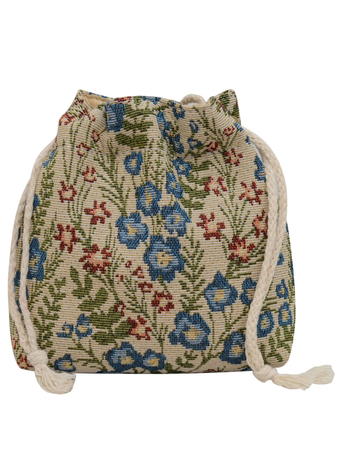 Rope Drawstring Floral Bucket Bag.