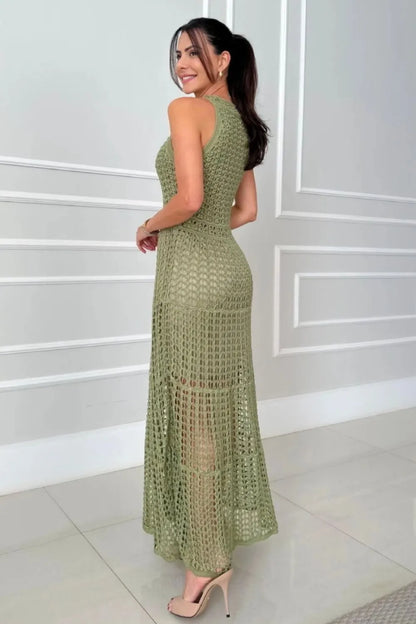 Hollowed-Out Sleeveless Maxi Dress - Premium Maxi Dress from Trendsi - Just $48.99! Shop now at Handbags Specialist Headquarter