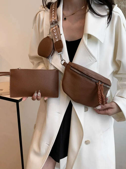 PU Leather Adjustable Strap Crossbody Bag with Coin Purse - Premium Crossbody Bag from Trendsi - Just $27.99! Shop now at Handbags Specialist Headquarter